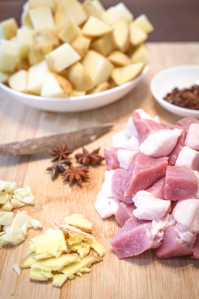 Sichuan Pork and Potato Stew Recipe Ingredients Chopped