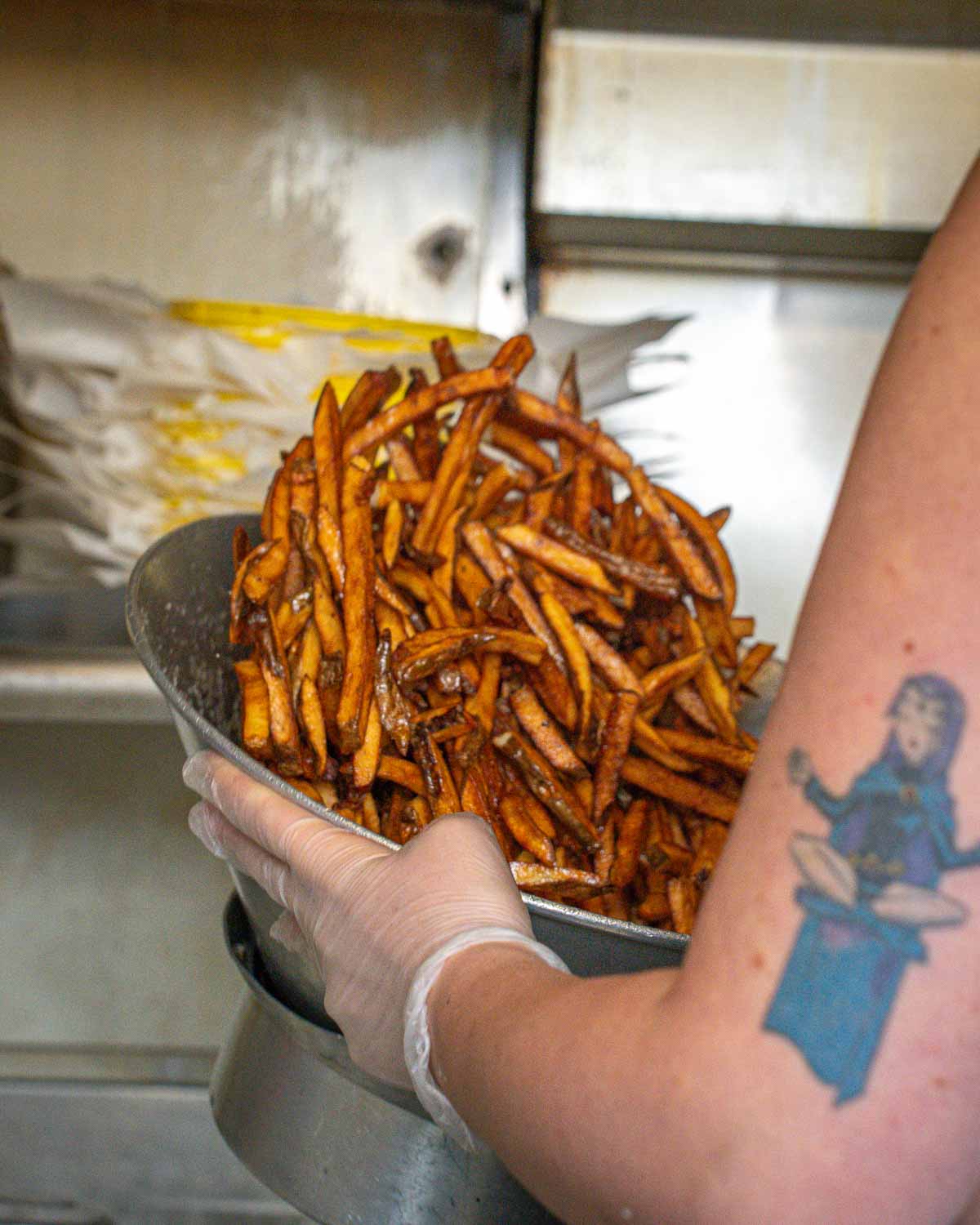 Oregon fries being tossed