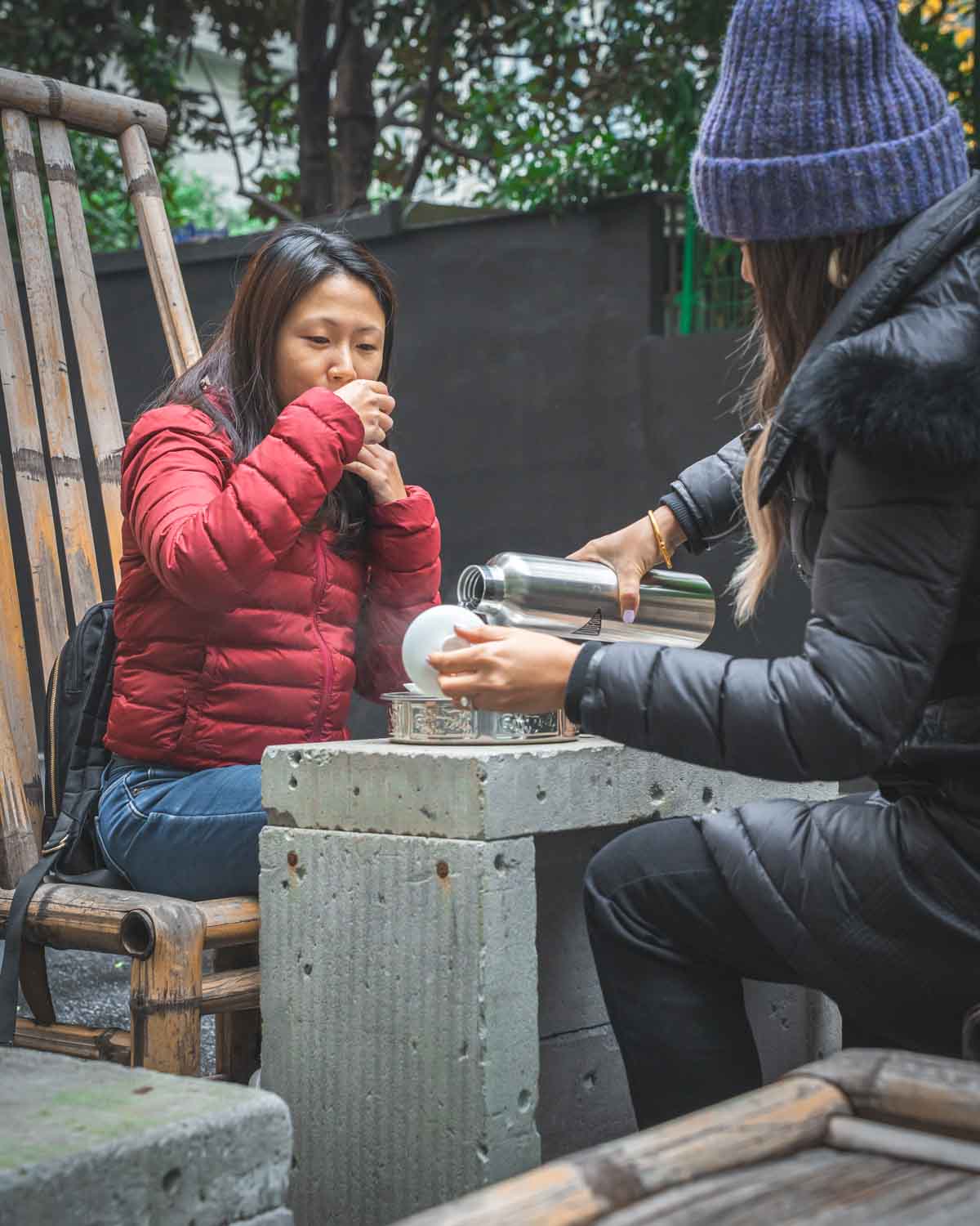 Guests drinking tea in Shanghai