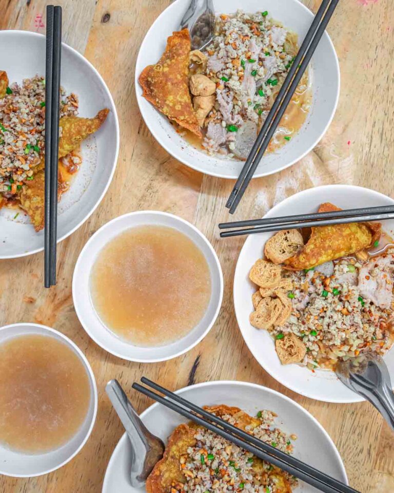 Bangkok Food Tour by Tuktuk Tom Yum Wontons and Noodles