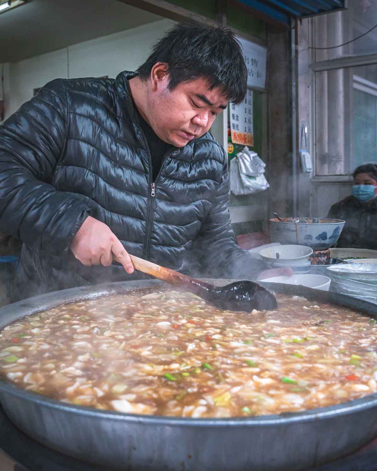 Xian Morning Market & Breakfast Food Tour Hot Sour Soup Vendor
