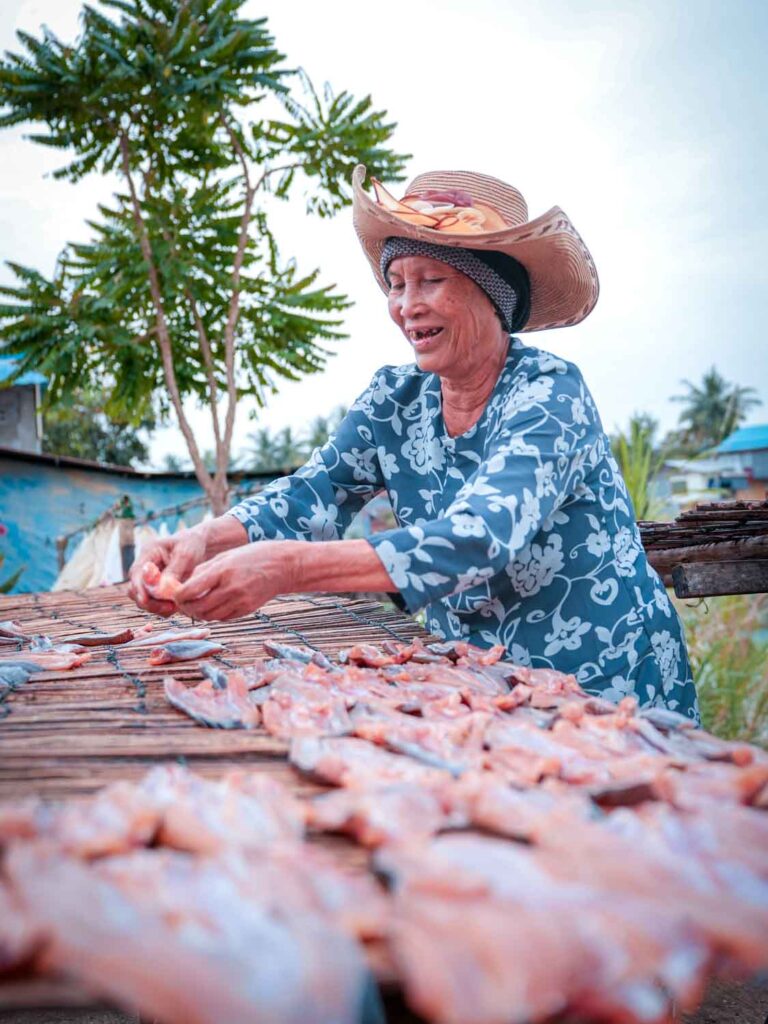 Battambang dried fish vendor