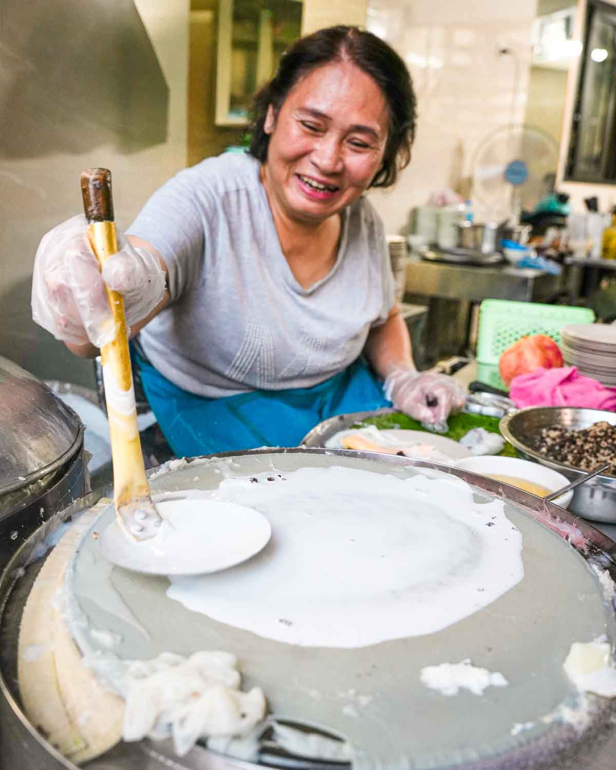 Hanoi Old-Quarter Evening Food Tour Rice Roll Vendor