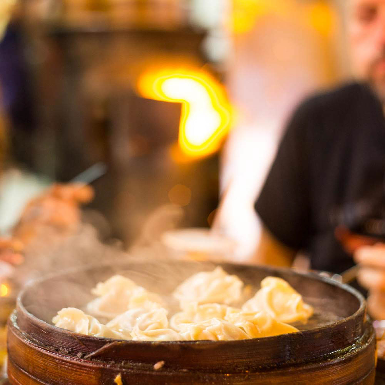 Wood basket of xian soup dumplings