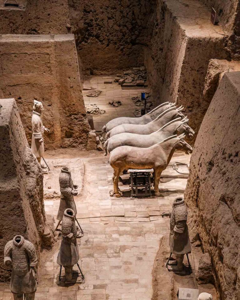 Terracotta Horses in a museum pit