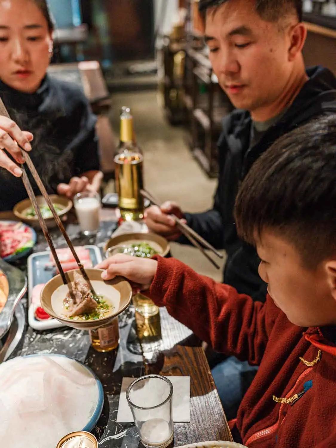 Family eating on a food tour