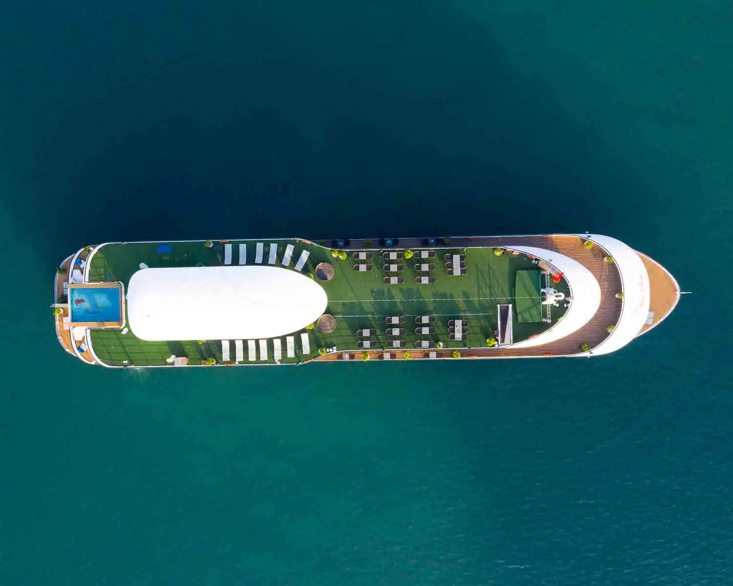 Drone shot of cruise boat