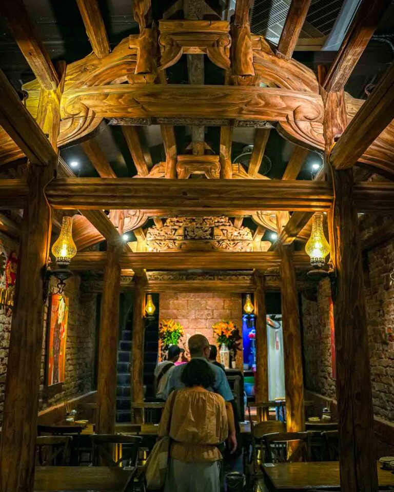 Wood carvings at dinner restaurant