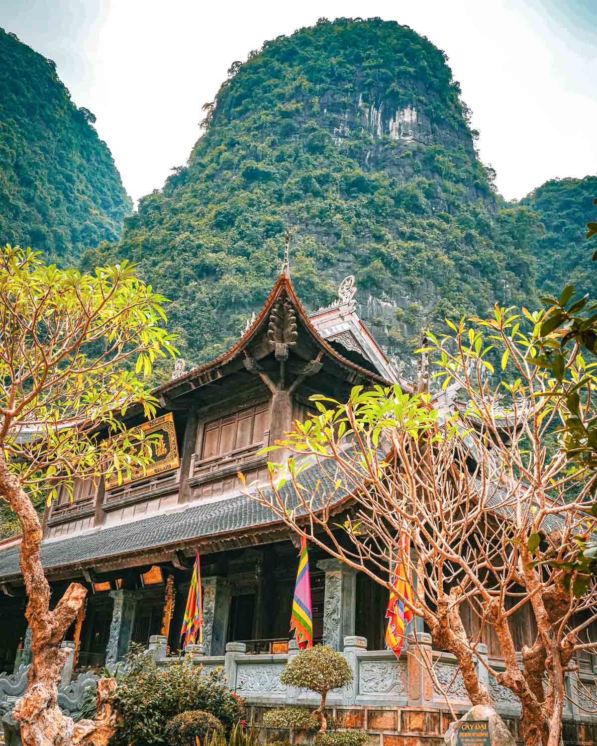 View of a temple and mountains