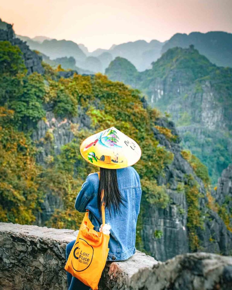 Guide looking panoramic viewpoint