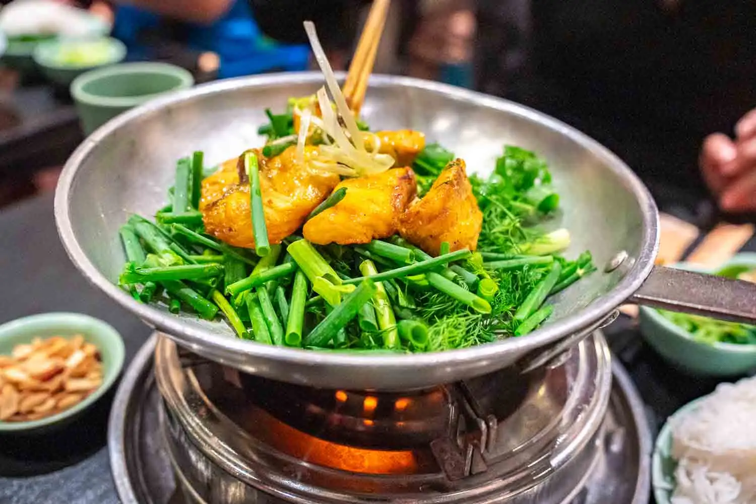 Grilled Cha Ca on table