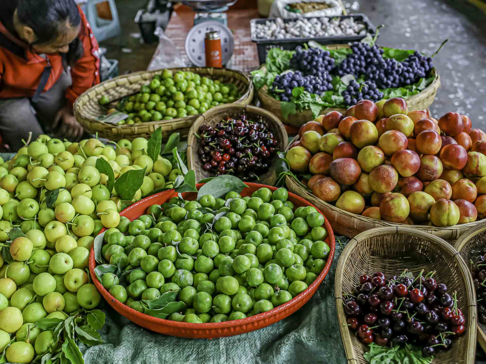 Fruit piled at a market