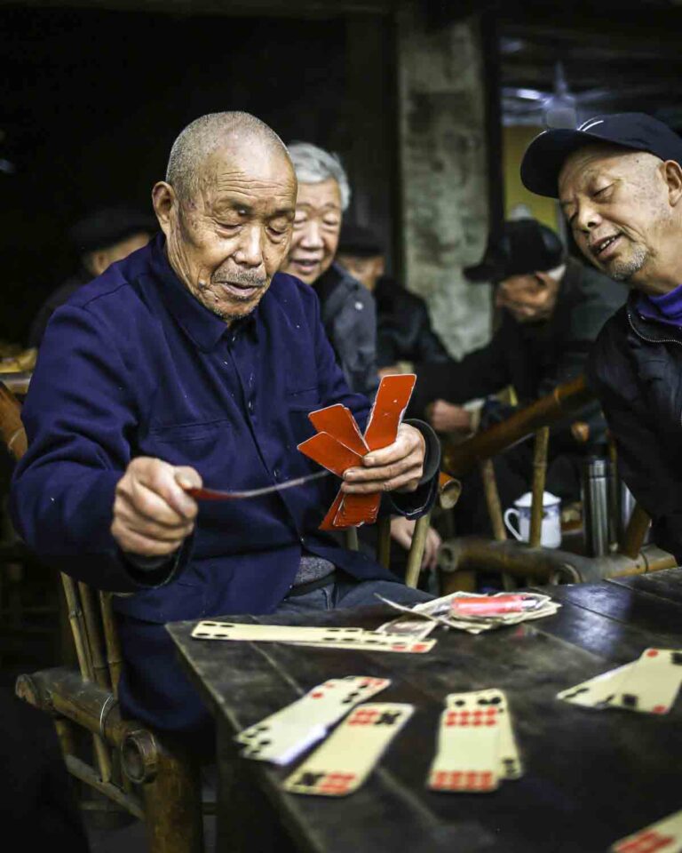 Locals Playing Cards at Teahouse