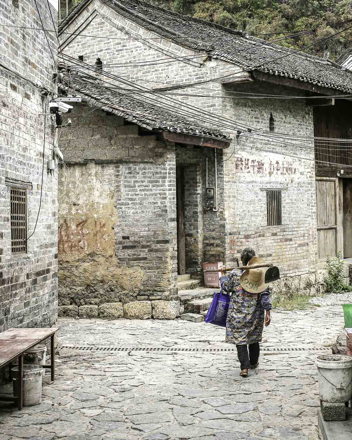 Local walking through village