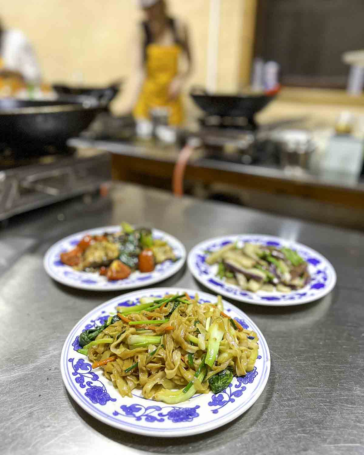 Cooking class dishes