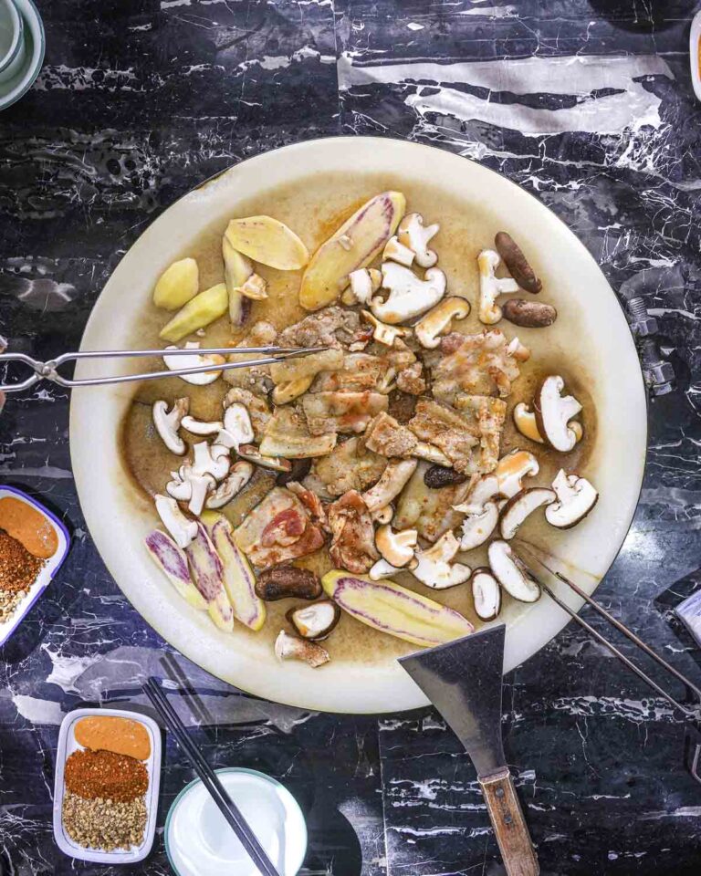 BBQing on a marble stone