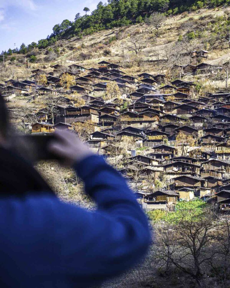 Photographing a remote village