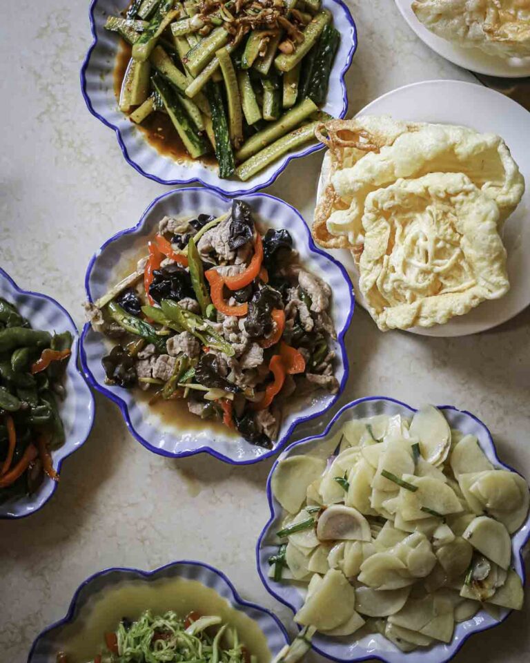 Table full of local dishes