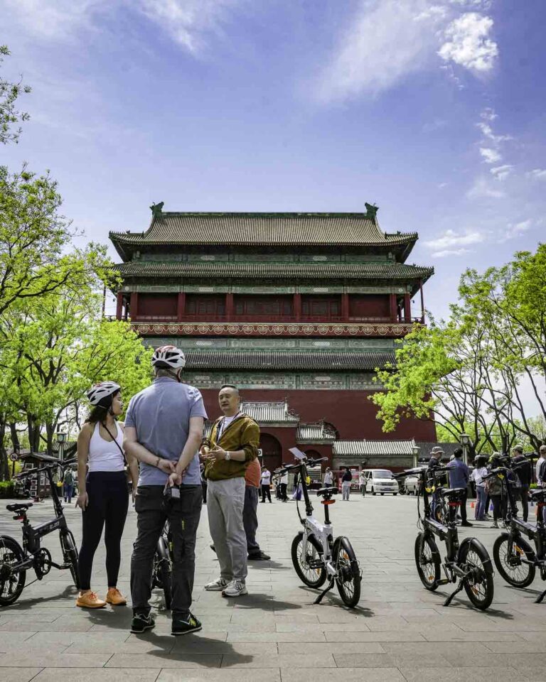 Ebike riders at Beijing's drum tower
