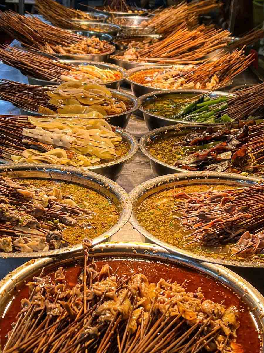 Tons of skewers in soup