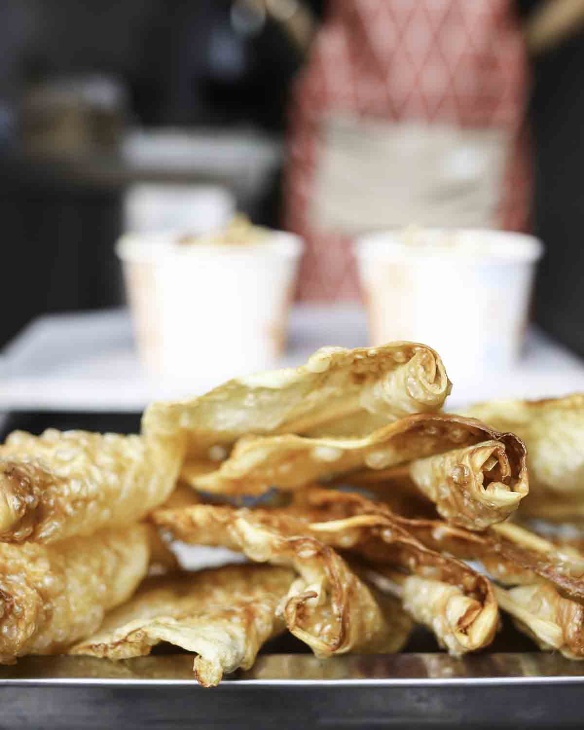 Fried cheese skewers