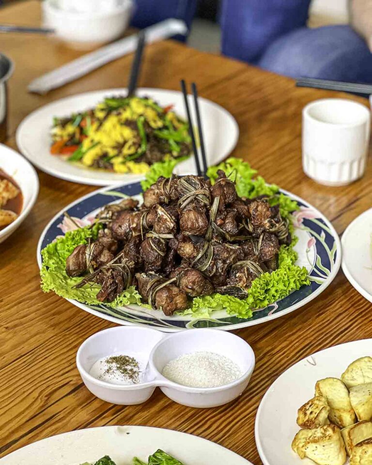 Dinner table with lemongrass ribs
