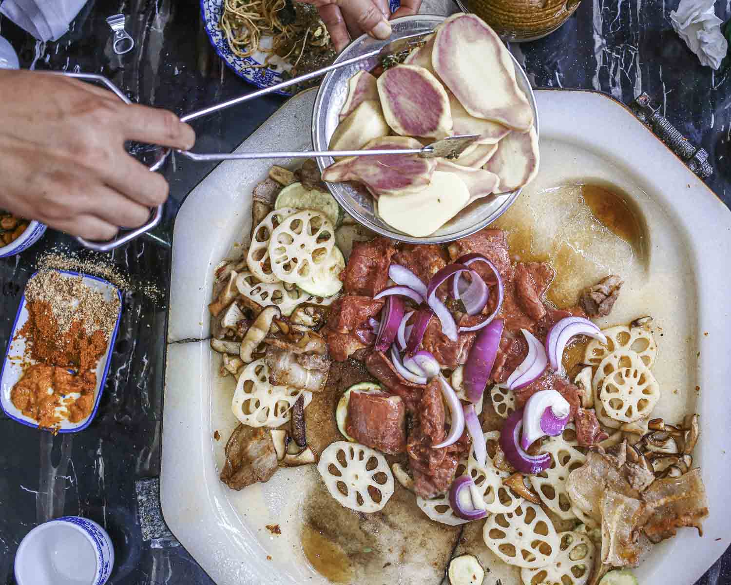 Marble stone bbq'ing