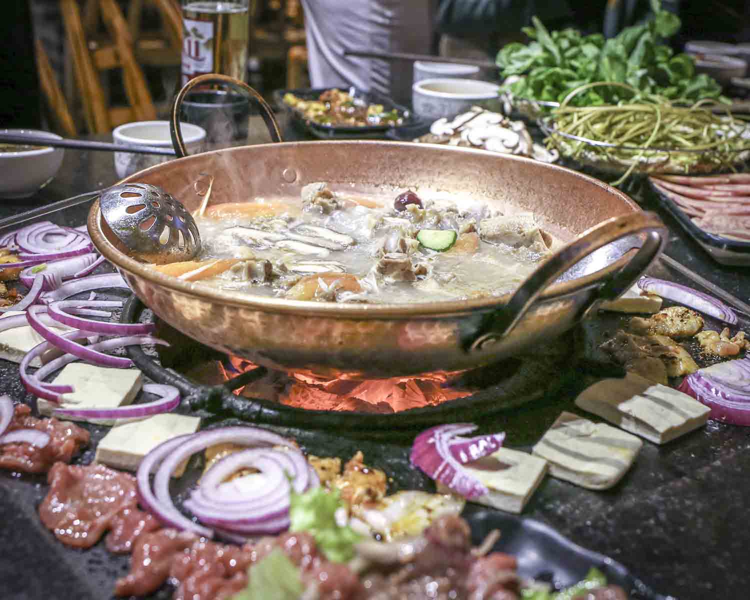 Hotpot boiling over charcoal