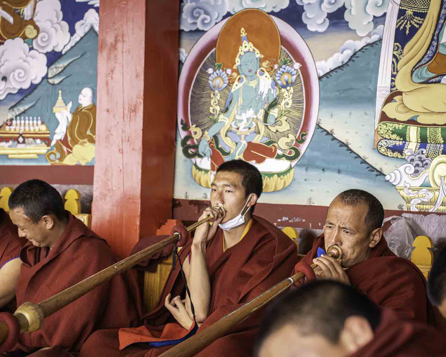 Songzanlin Monastery monks playing horns