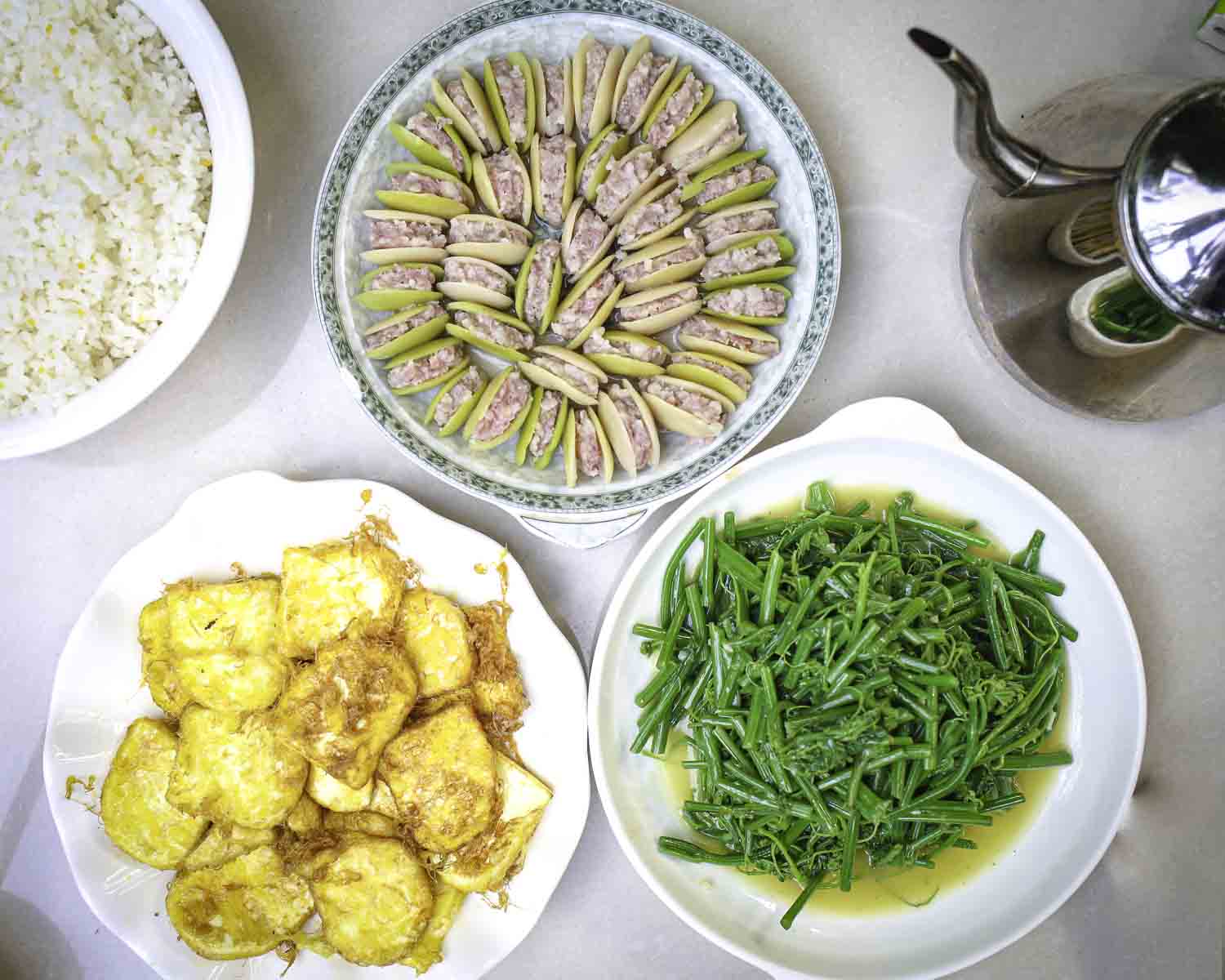Fried cheese and stuffed lima beans