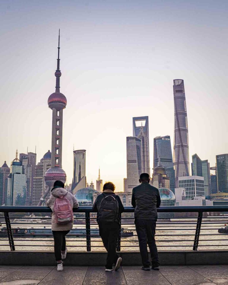 People looking at Pudong from the Bund
