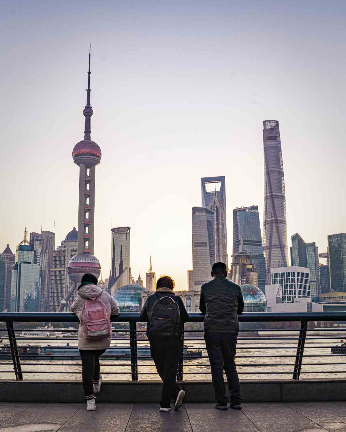 People looking at Pudong from the Bund