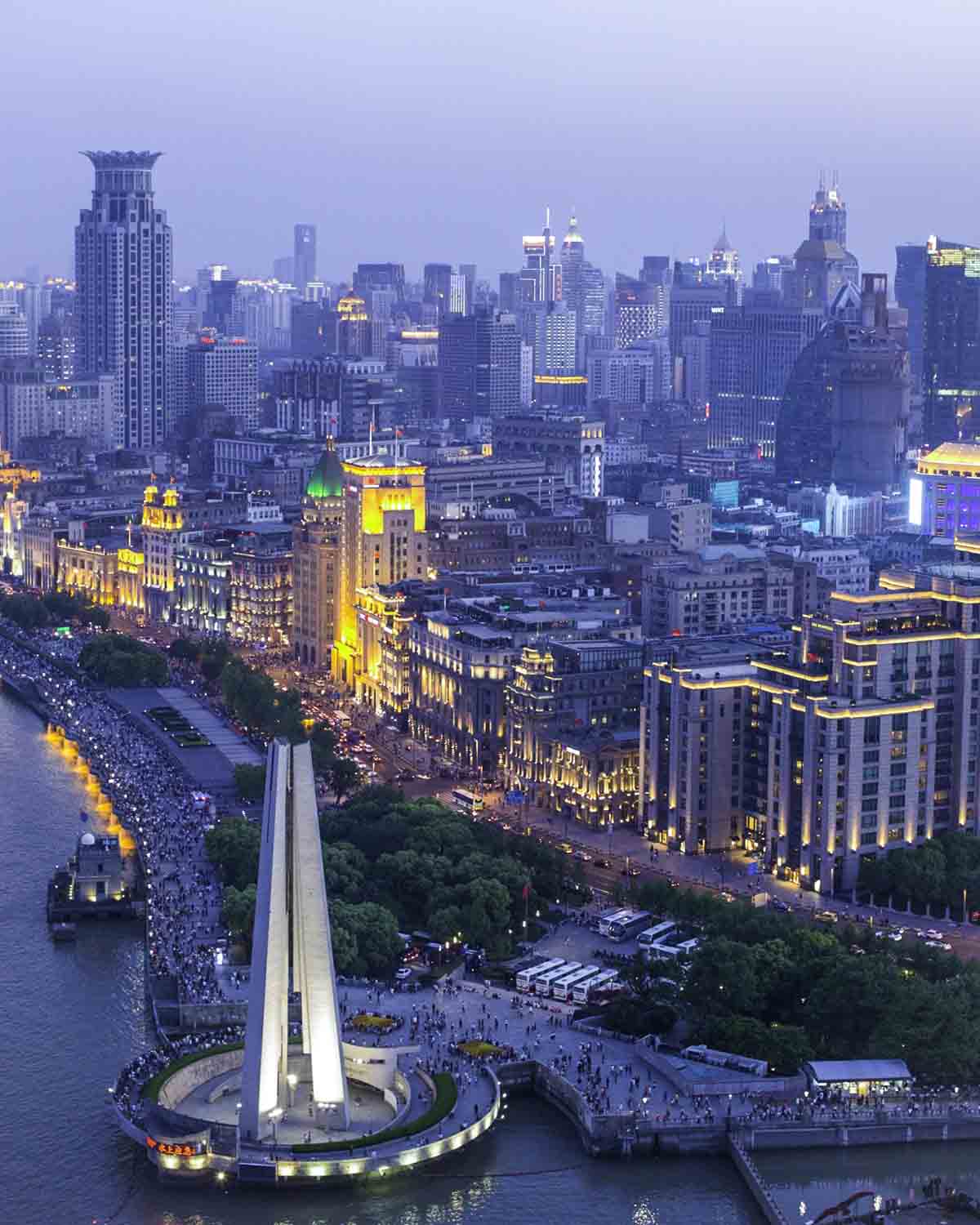 Shanghai cityscape from rooftop bar