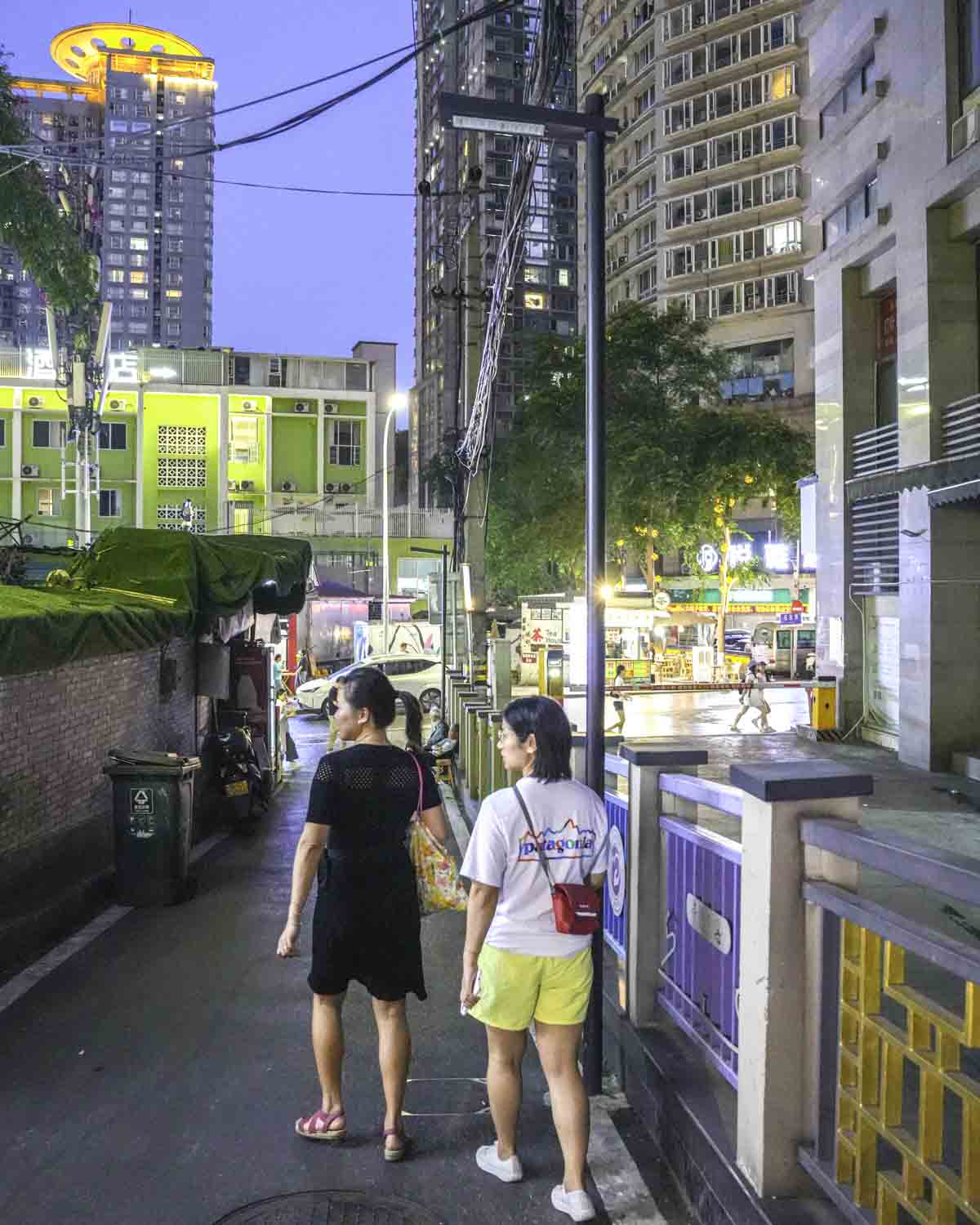 Guests walking at night