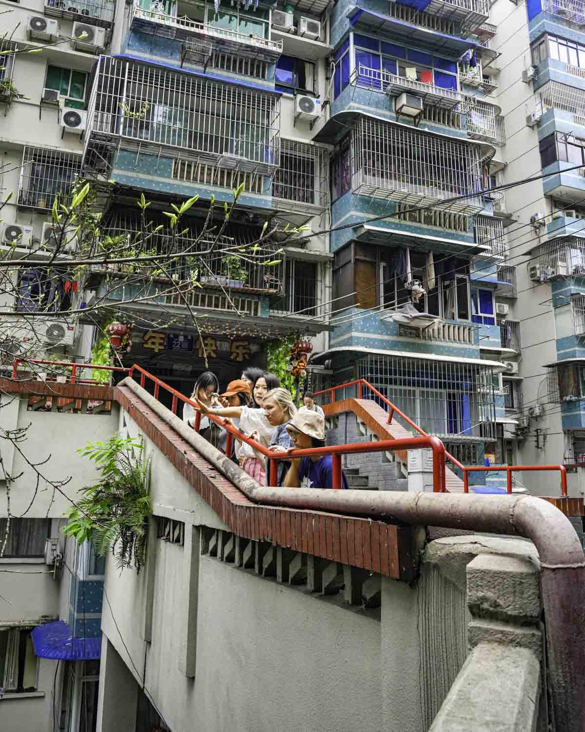Guests on a residential staircase