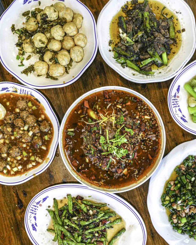 Table full of local dishes
