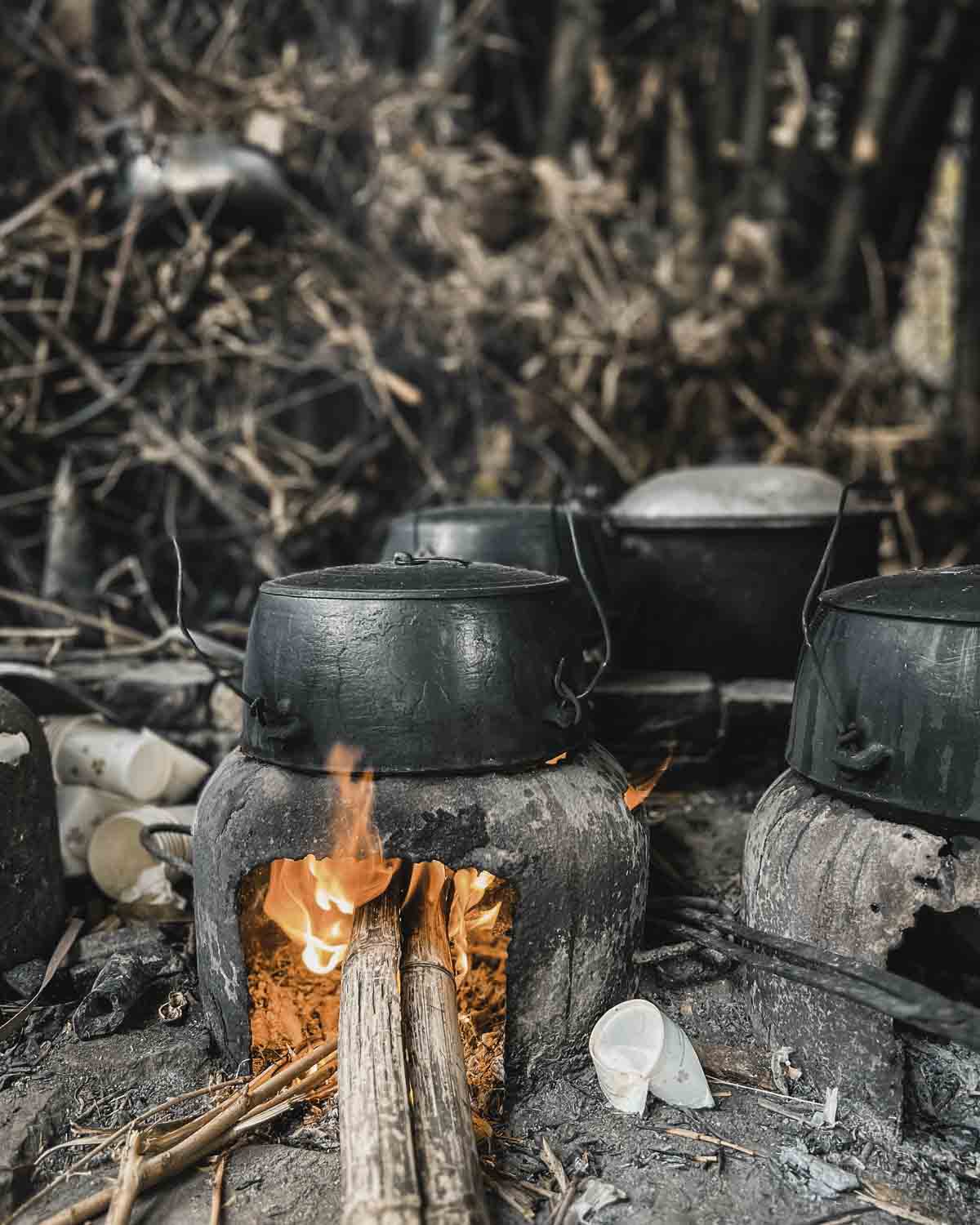 Fire cooking rice
