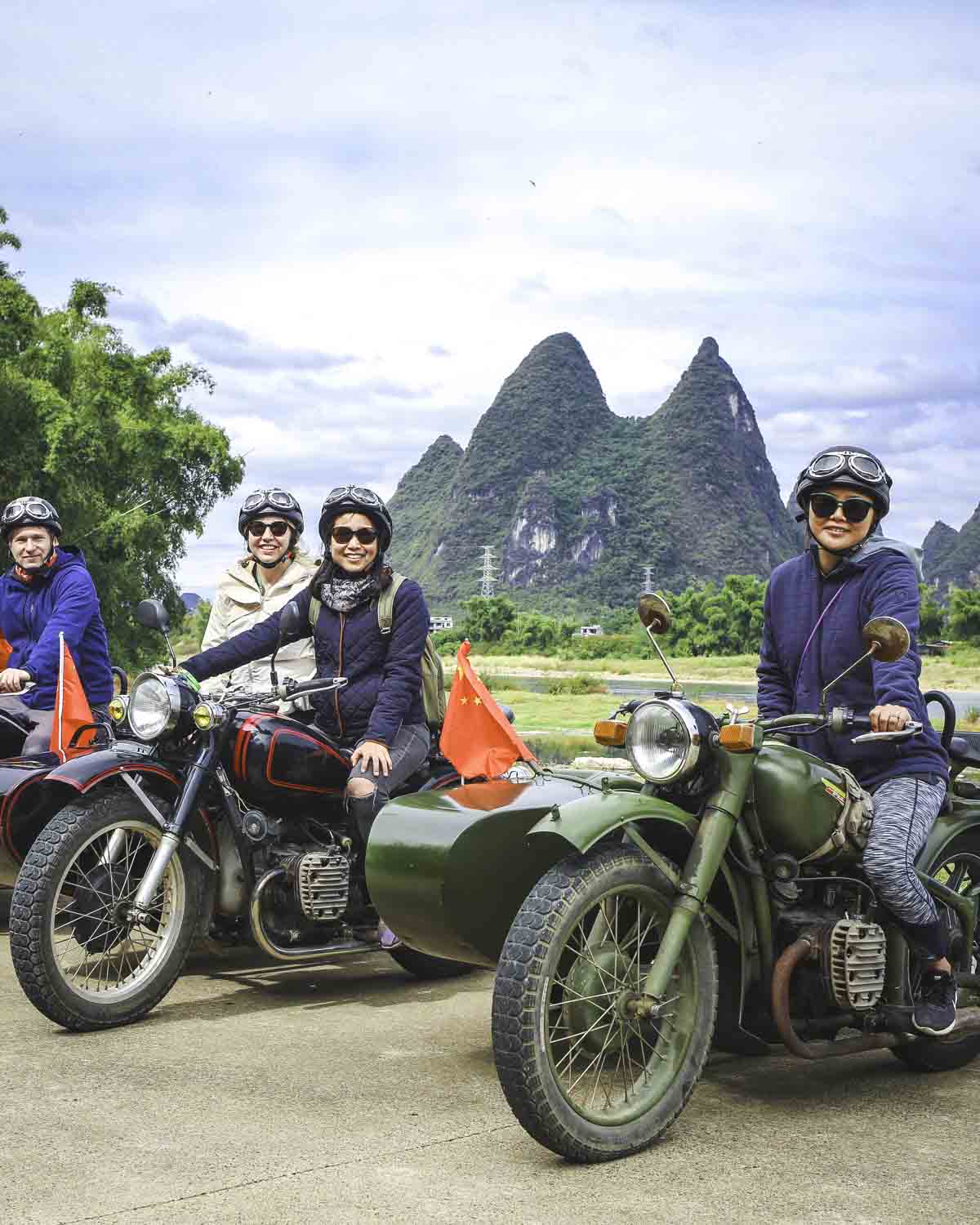 Sidecar riders with a view