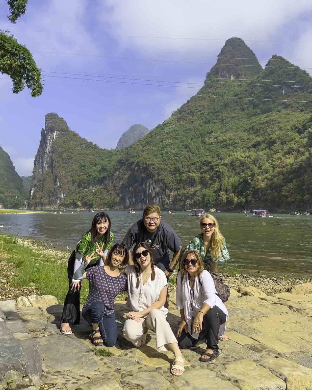 Exploring the Yangshuo river by sidecar